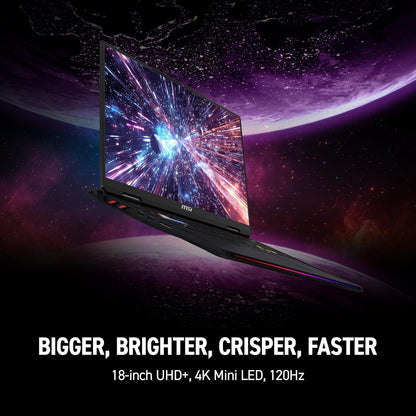 msi Raider 18 HX RTX 5090 Gaming Laptop, 18" UHD+ 120Hz Display, Intel Core Ultra 9 285HX, 96GB DDR5 RAM, 4TB SSD, RGB Backlit KB, Fingerprint Reader, Thunderbolt 5, Wi-Fi 7, Black, Windows 11 Home - AOP3D tech