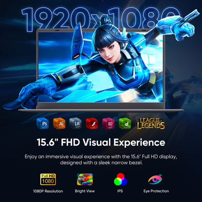Coolby 15.6inch Laptop, 12GB RAM/256GB SSD, 1920x1080 IPS Display, Intel N95(Beats N5095) Quad Core Laptop Computer, Support Fingerprint, WiFi 5, BT - AOP3D tech