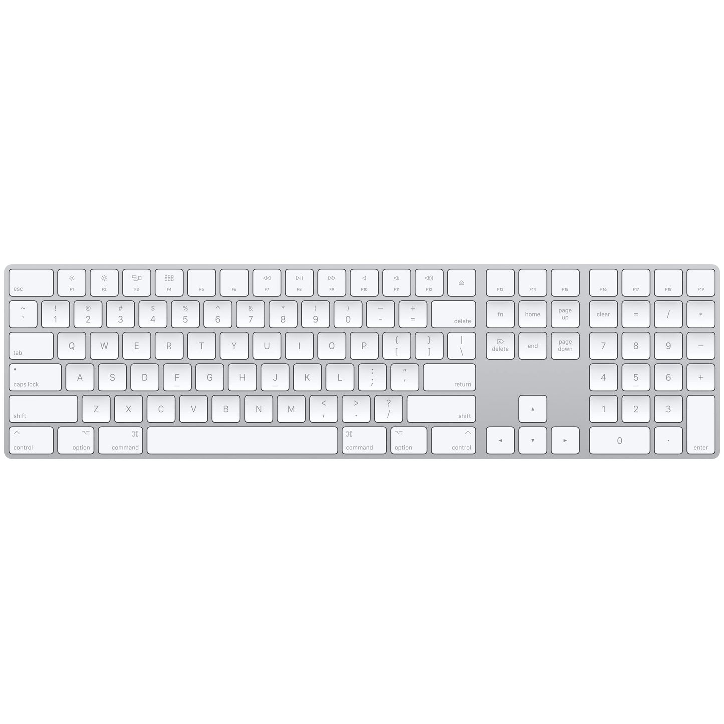 Apple Magic Keyboard with Numeric Keypad: Wireless, Bluetooth, Rechargeable. Works with Mac, iPad, or iPhone; US English - White - AOP3D tech