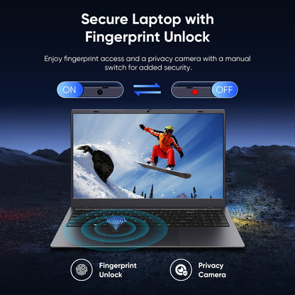 Coolby 15.6inch Laptop, 12GB RAM/256GB SSD, 1920x1080 IPS Display, Intel N95(Beats N5095) Quad Core Laptop Computer, Support Fingerprint, WiFi 5, BT - AOP3D tech