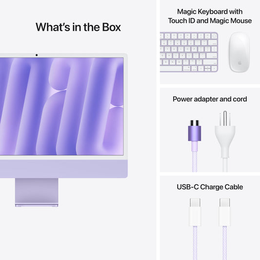Apple 2024 iMac All-in-One Desktop Computer with M4 chip with 10-core CPU and 10-core GPU: Built for Apple Intelligence, 24-inch Retina Display, 16GB Unified Memory, 256GB SSD Storage; Purple - AOP3D tech