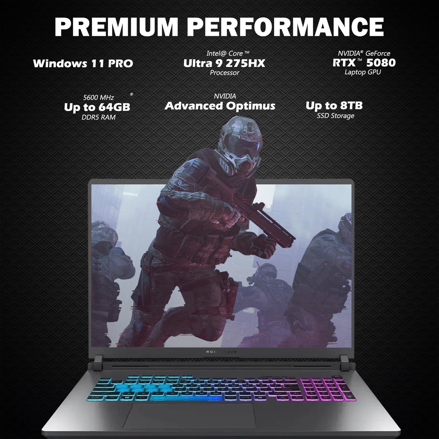 ASUS ROG Strix G18 Laptop, 18" 2.5K 240Hz Gaming Laptops, NVIDIA GeForce RTX 5080, Intel Core Ultra 9 275HX,64GB DDR5 RAM, 8TB SSD, Backlit Keyboard, Wi-Fi 7, Windows 11 Pro - AOP3D tech