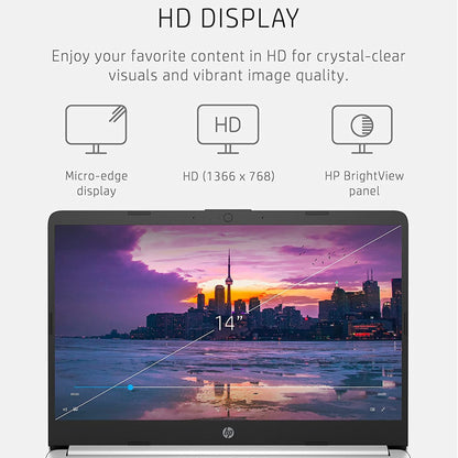 HP Latest Stream 14" HD Laptop, Intel Celeron Processor, 4GB Memory, 64GB eMMC Storage, Fast Charge, HDMI, Up to 11 Hours Long Battery Life, Office 365 1-Year, Win 11 S, Microfiber Bundle, White - AOP3D tech
