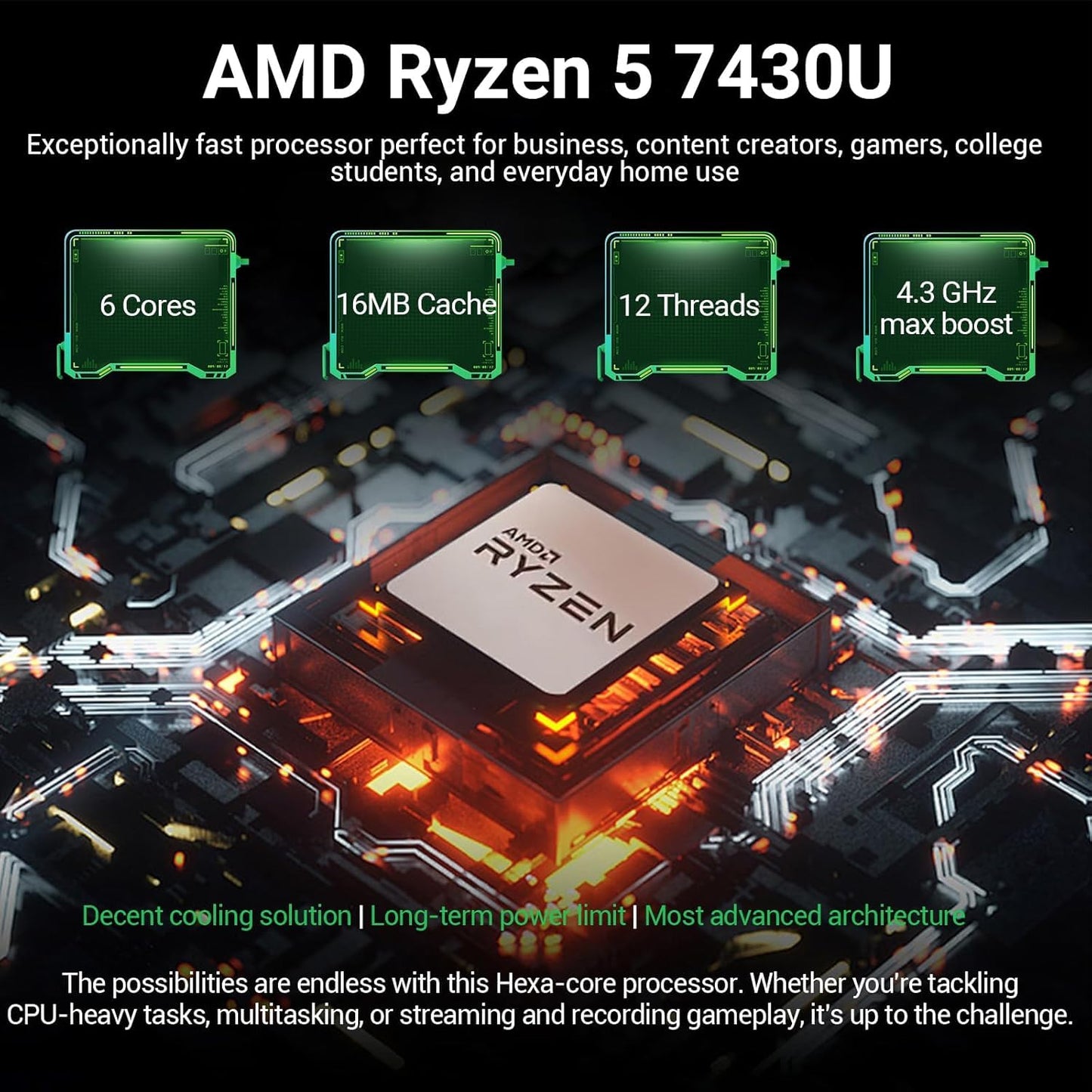 HP 17.3 Inch FHD Business Laptop with MS Office for The Web, AMD Ryzen 5 7430U (Beats Core i7-1355U), 8GB RAM, 756GB Storage(256GB SSD + 500GB External Drive), Windows 11, WOWPC 3-in-1, No Mouse - AOP3D tech