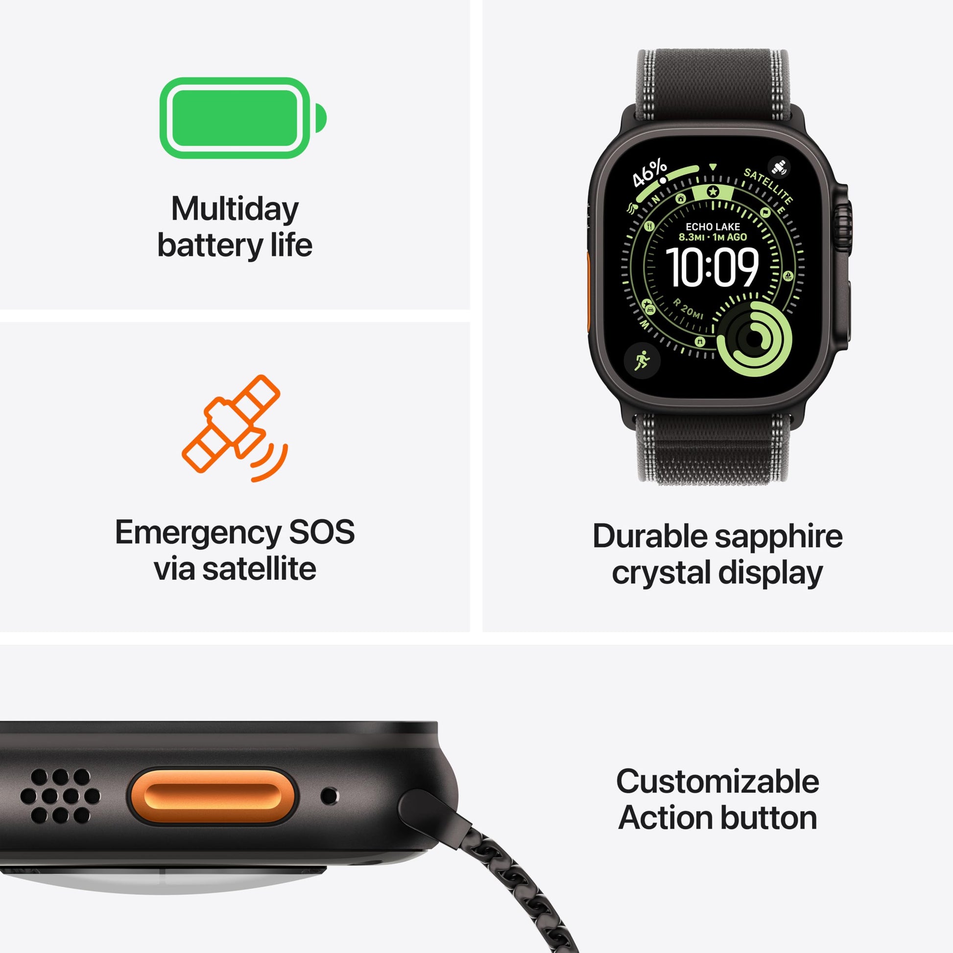 Apple Watch Ultra 3 [GPS + Cellular 49mm] Running & Multisport Smartwatch w/Rugged Titanium Case w/Natural Titanium Milanese Loop - L. Satellite Communications, Advanced Health & Fitness Tracking - AOP3D tech