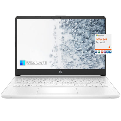 HP Latest Stream 14" HD Laptop, Intel Celeron Processor, 4GB Memory, 64GB eMMC Storage, Fast Charge, HDMI, Up to 11 Hours Long Battery Life, Office 365 1-Year, Win 11 S, Microfiber Bundle, White - AOP3D tech