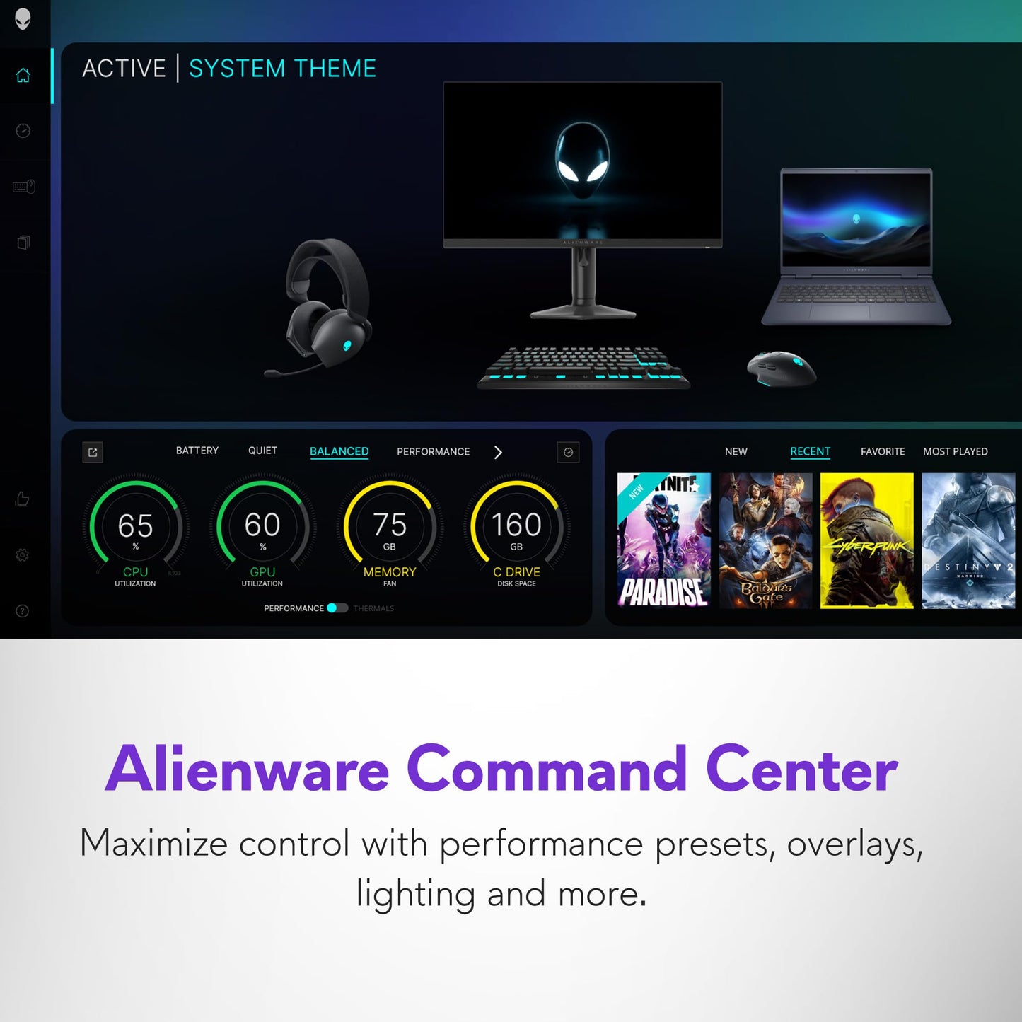 Alienware 16 Aurora Gaming Laptop AC16250-16" WQXGA 120Hz Display, Intel Core 7-240H Processor, 16GB DDR5 RAM, 1TB SSD, NVIDIA GeForce RTX 5050 8GB Graphics, Windows 11 Home, Onsite Service - Blue - AOP3D tech