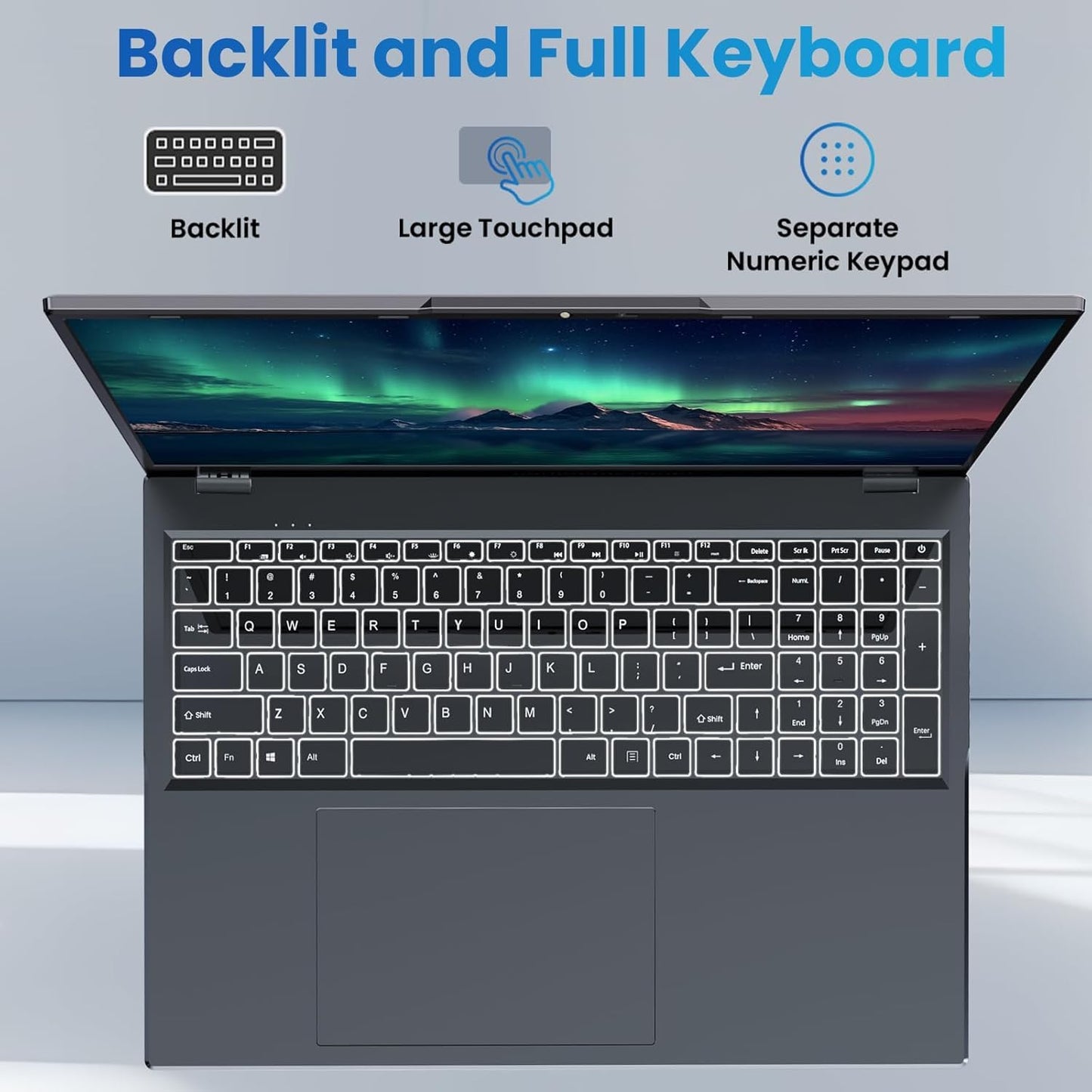 2025 17.6 Inch Laptop Computer with Office 365, 16GB RAM 640GB Storage, N5095 CPU, Windows 11, WiFi 6, Bluetooth 5.2, Backlit keyboard, Portable Thin Business Student Laptops for Work, School, Travel - AOP3D tech