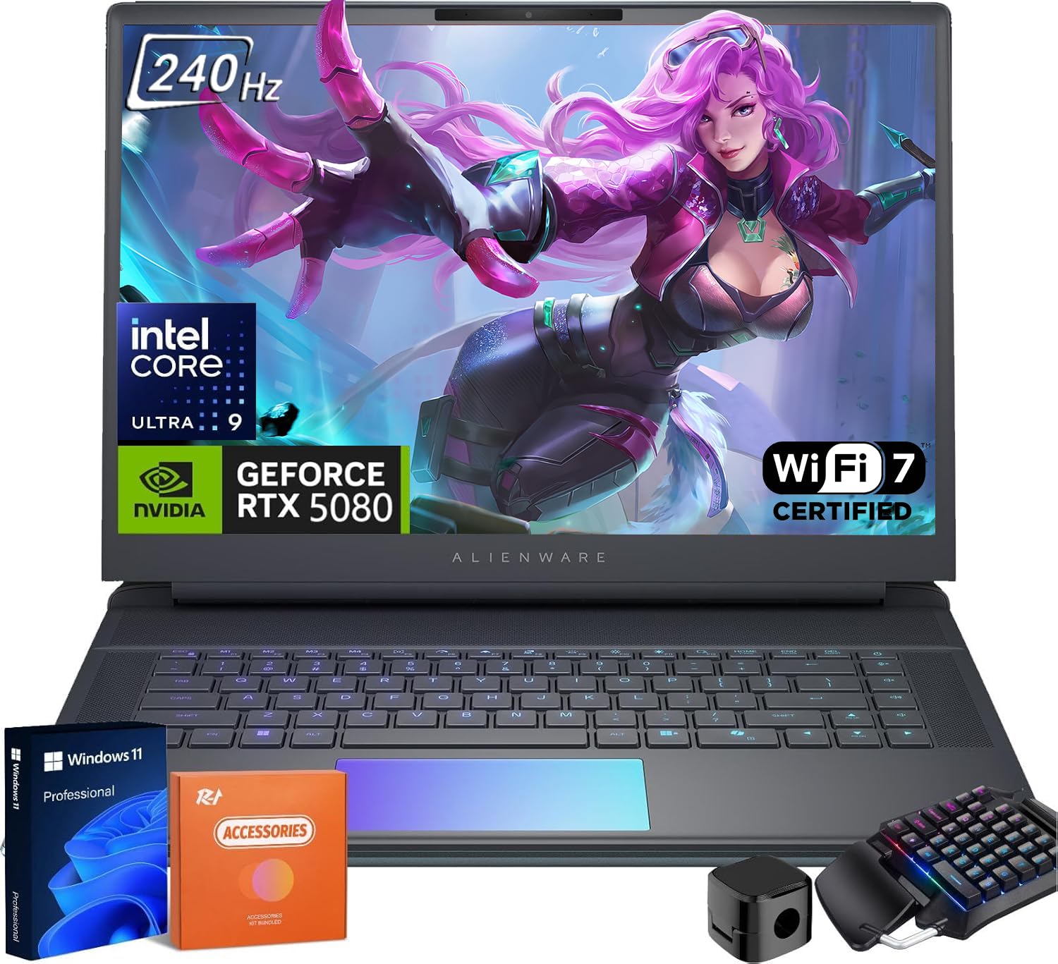 Alienware 16 Area-51 Gaming Laptop 2025, NVIDIA RTX 5080, Intel Ultra 9 275HX, 64 GB DDR5, 8 TB SSD, 16" QHD+ 240Hz 500Nits, 4K Camera, Wi-Fi 7, One-Handed Keyboard, Windows 11 Pro - AOP3D tech