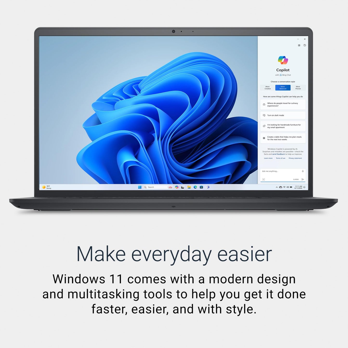 Dell 15 Laptop DC15250-15.6-inch FHD 120Hz Display, Intel Core 3 Processor 100U Processor, 8GB DDR4 RAM, 512GB SSD, Intel UHD Graphics, Windows 11 Home, Onsite Service - Carbon Black - AOP3D tech