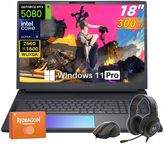 Alienware 18 Area-51 Gaming Laptop 2025 New, 18" WQXGA 300Hz, Intel Ultra 9 275HX, 64 GB DDR5, 8 TB SSD, GeForce RTX 5080 16GB GDDR7, Wi-Fi 7, FHD Webcam, Windows 11 Pro - AOP3D tech