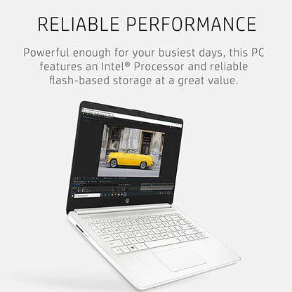 HP Latest Stream 14" HD Laptop, Intel Celeron Processor, 4GB Memory, 64GB eMMC Storage, Fast Charge, HDMI, Up to 11 Hours Long Battery Life, Office 365 1-Year, Win 11 S, Microfiber Bundle, White - AOP3D tech