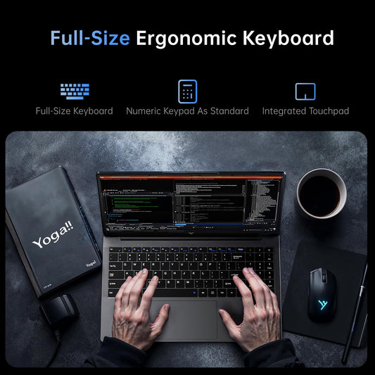 MALLRACE 2025 Laptop,15.6-inch IPS with Windows 11 PRO Laptop with Quad-Core N95(Up to 3.4GHz),16GB DDR4 512GB SSD,Metal Shell, BT5.0, 5G WiFi, USB3.2, Type_C, Webcam, 38Wh Battery - AOP3D tech
