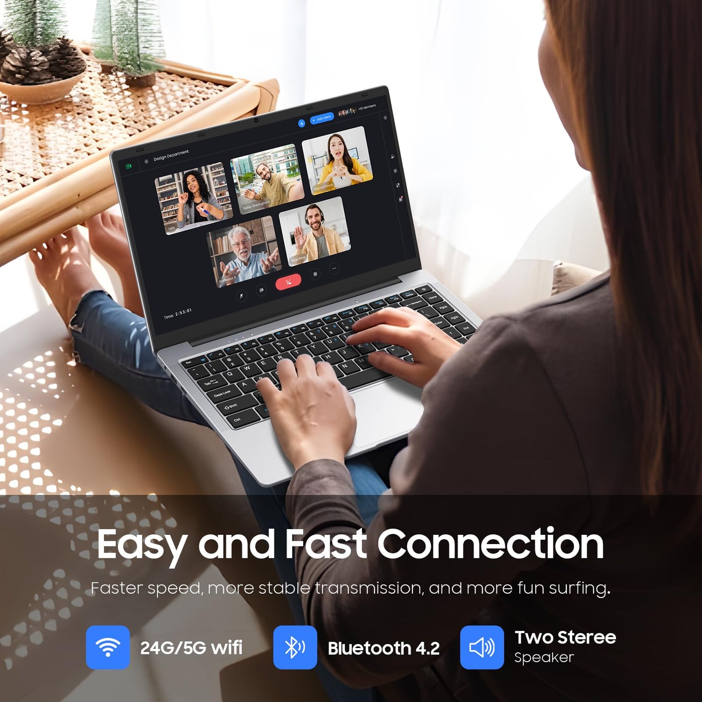 EYY 15.6" Laptop Computer, Win 11 Laptops with 8GB RAM 256GB SSD, 100% sRGB Screen, Celeron N4000 Processor(up to 2.6GHz) Notebook, Dual Band WiFi丨BT 4.2丨HDMI丨5000mAh Battery - AOP3D tech