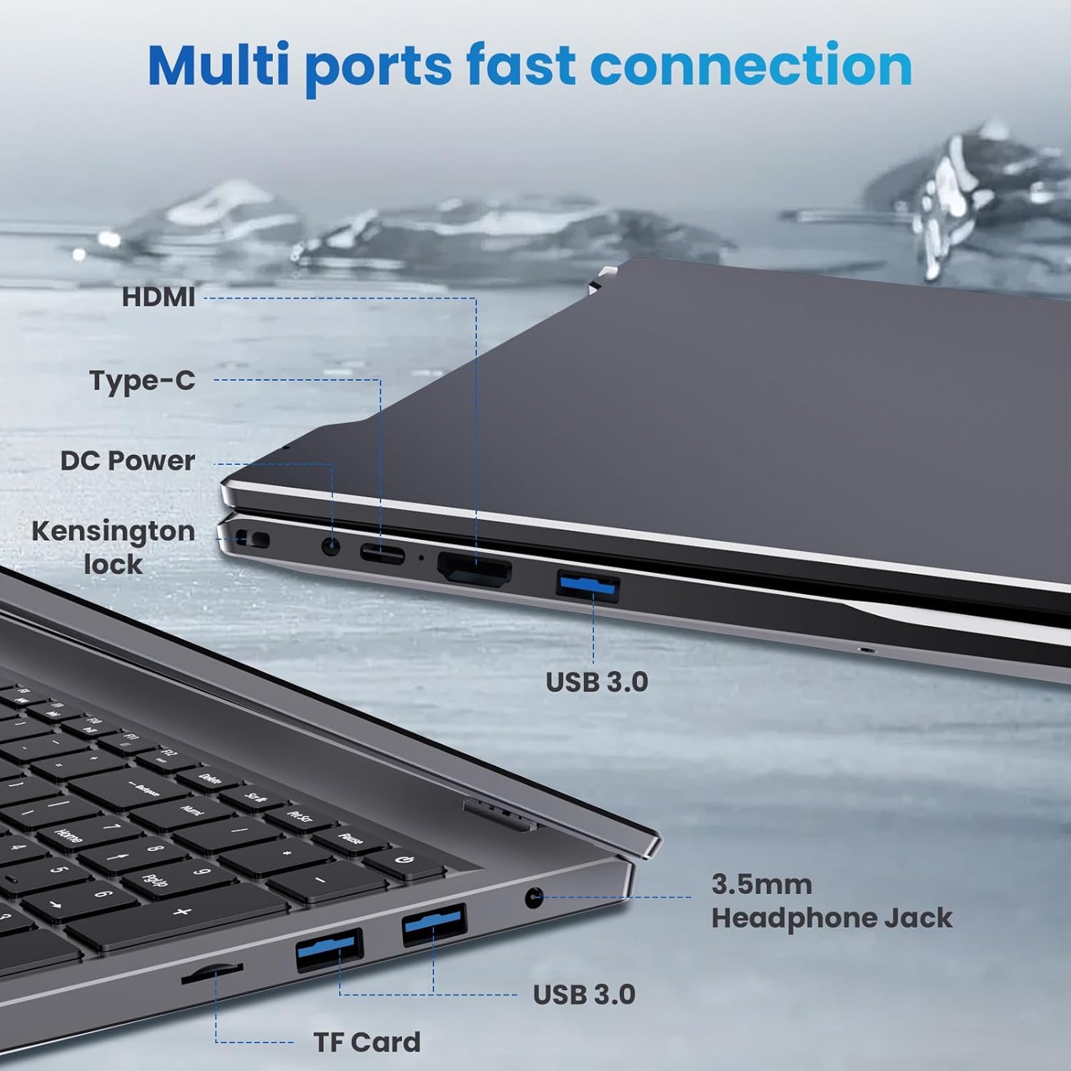 2025 17.6 Inch Laptop Computer with Office 365, 16GB RAM 640GB Storage, N5095 CPU, Windows 11, WiFi 6, Bluetooth 5.2, Backlit keyboard, Portable Thin Business Student Laptops for Work, School, Travel - AOP3D tech
