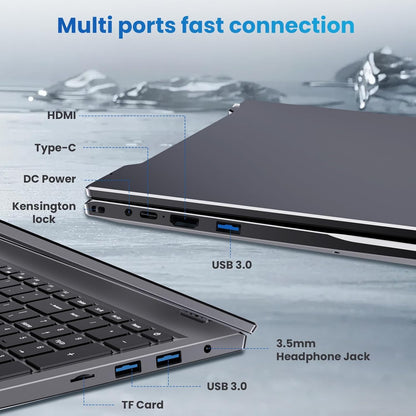 2025 17.6 Inch Laptop Computer with Office 365, 16GB RAM 640GB Storage, N5095 CPU, Windows 11, WiFi 6, Bluetooth 5.2, Backlit keyboard, Portable Thin Business Student Laptops for Work, School, Travel - AOP3D tech