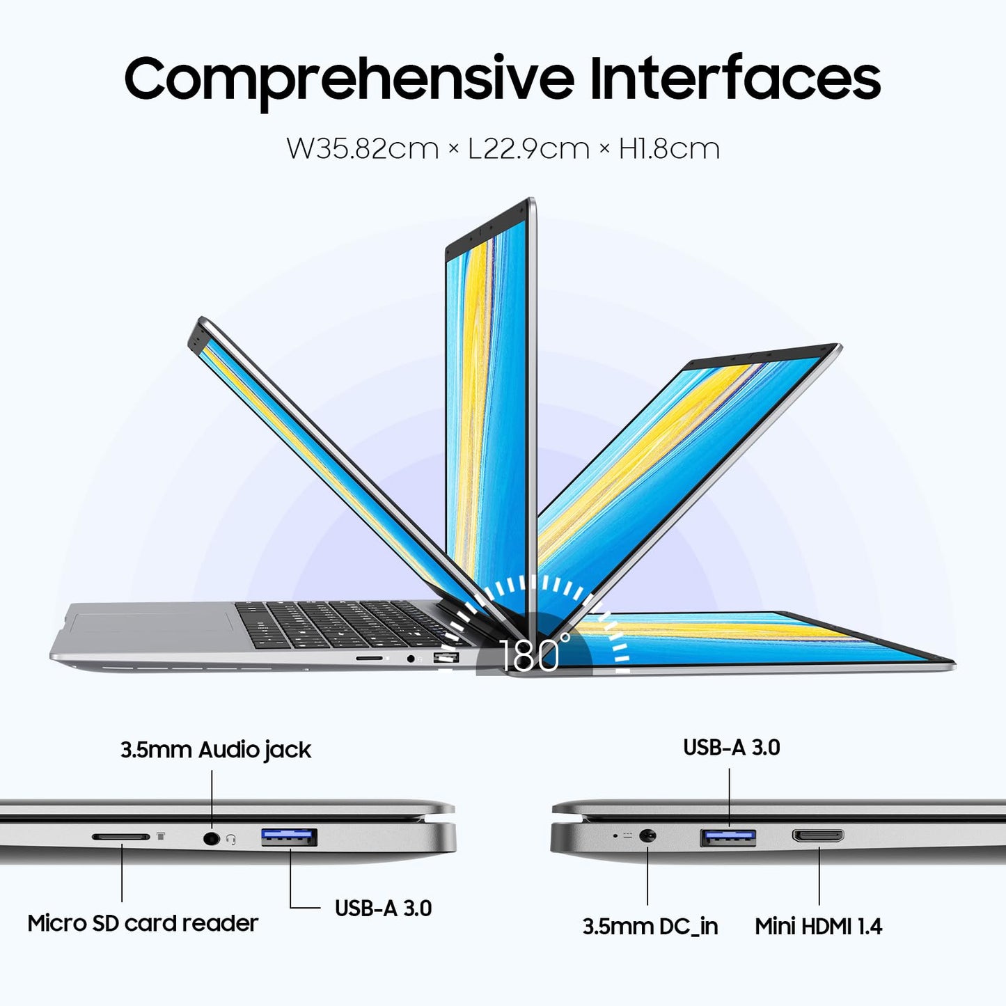 EYY 15.6" Laptop Computer, Win 11 Laptops with 8GB RAM 256GB SSD, 100% sRGB Screen, Celeron N4000 Processor(up to 2.6GHz) Notebook, Dual Band WiFi丨BT 4.2丨HDMI丨5000mAh Battery - AOP3D tech