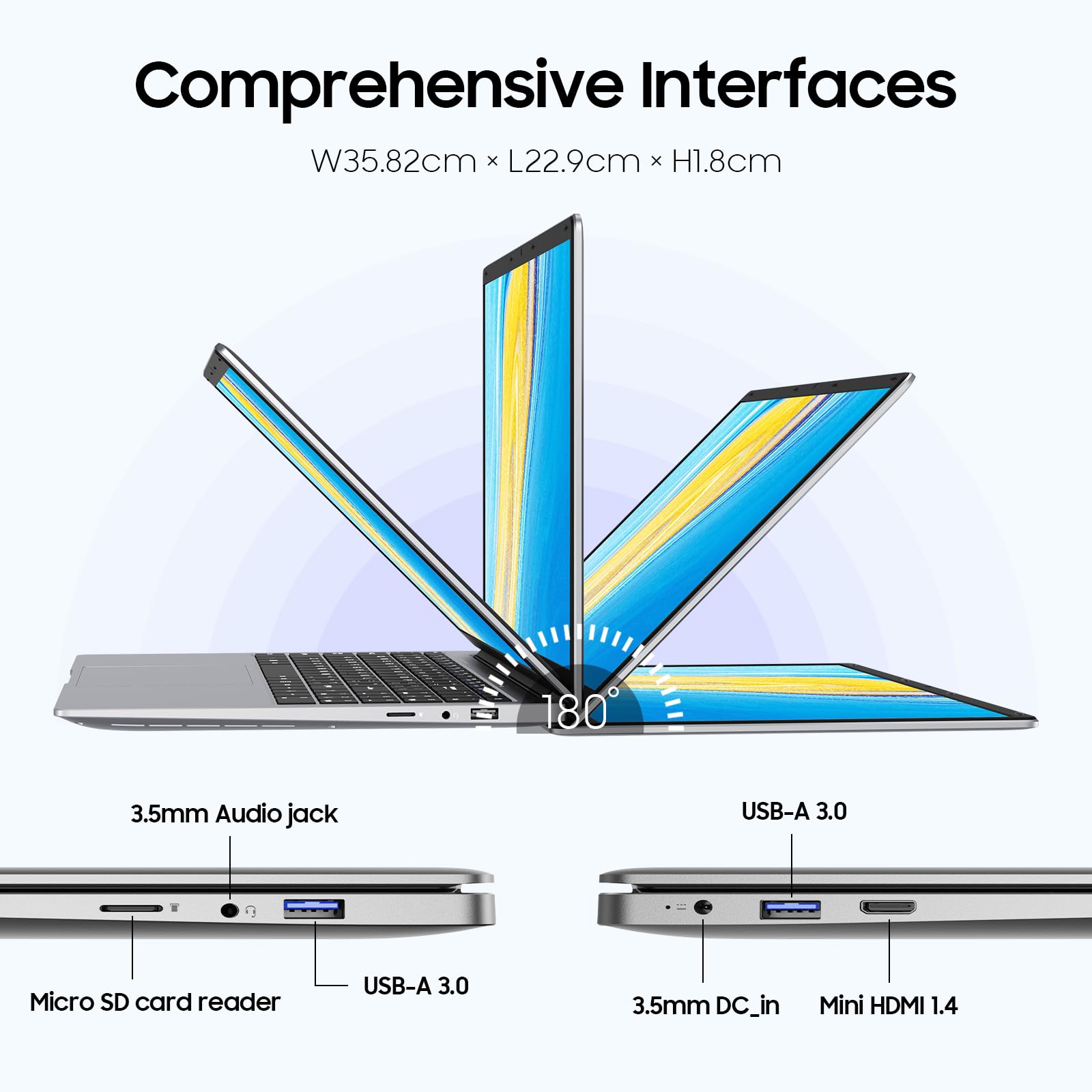EYY 15.6" Laptop Computer, Win 11 Laptops with 8GB RAM 256GB SSD, 100% sRGB Screen, Celeron N4000 Processor(up to 2.6GHz) Notebook, Dual Band WiFi丨BT 4.2丨HDMI丨5000mAh Battery - AOP3D tech