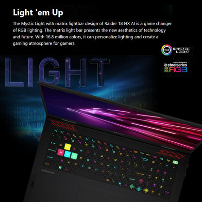 msi Raider 18 HX RTX 5090 Gaming Laptop, 18" 4K MiniLED Display, Intel Core Ultra 9 285HX, 96GB DDR5 RAM, 2TB SSD, RGB Backlit KB, Fingerprint Reader, Thunderbolt 5, Wi-Fi 7, Black, Windows 11 Home - AOP3D tech