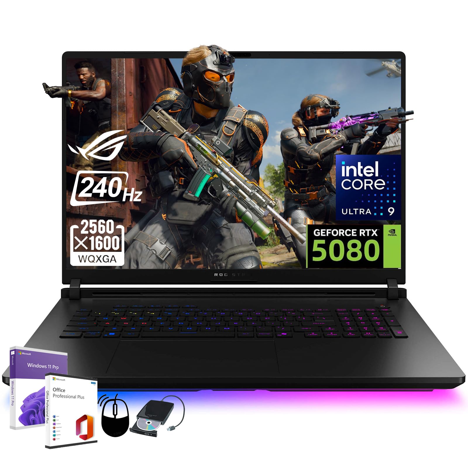 2025 ASUS ROG Strix G18 Gaming Laptop - NVIDIA RTX 5080(16GB GDDR7), Intel Ultra 9 275HX, 18" 2.5K 240Hz Display, Wi-Fi 7, Windows 11 Pro, Office Lifetime License & Accessories, 64GB DDR5 RAM 8TB SSD - AOP3D tech