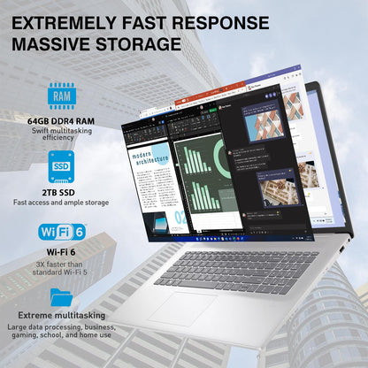 HP 17 Laptop Touchscreen Computer, 17.3" HD+ Touch Screen Business Laptop PC, Intel 10-Core i7, 64GB RAM, 2TB SSD, Windows 11 Pro, Backlit Number Pad, Fingerprint Reader, Wi-Fi 6 - AOP3D tech