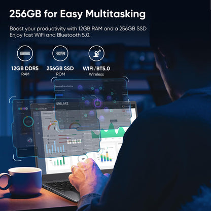 Coolby 15.6inch Laptop, 12GB RAM/256GB SSD, 1920x1080 IPS Display, Intel N95(Beats N5095) Quad Core Laptop Computer, Support Fingerprint, WiFi 5, BT - AOP3D tech