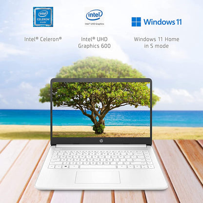 HP Latest Stream 14" HD Laptop, Intel Celeron Processor, 4GB Memory, 64GB eMMC Storage, Fast Charge, HDMI, Up to 11 Hours Long Battery Life, Office 365 1-Year, Win 11 S, Microfiber Bundle, White - AOP3D tech