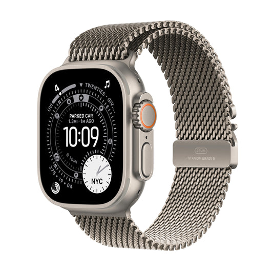 Apple Watch Ultra 3 [GPS + Cellular 49mm] Running & Multisport Smartwatch w/Rugged Titanium Case w/Natural Titanium Milanese Loop - L. Satellite Communications, Advanced Health & Fitness Tracking - AOP3D tech