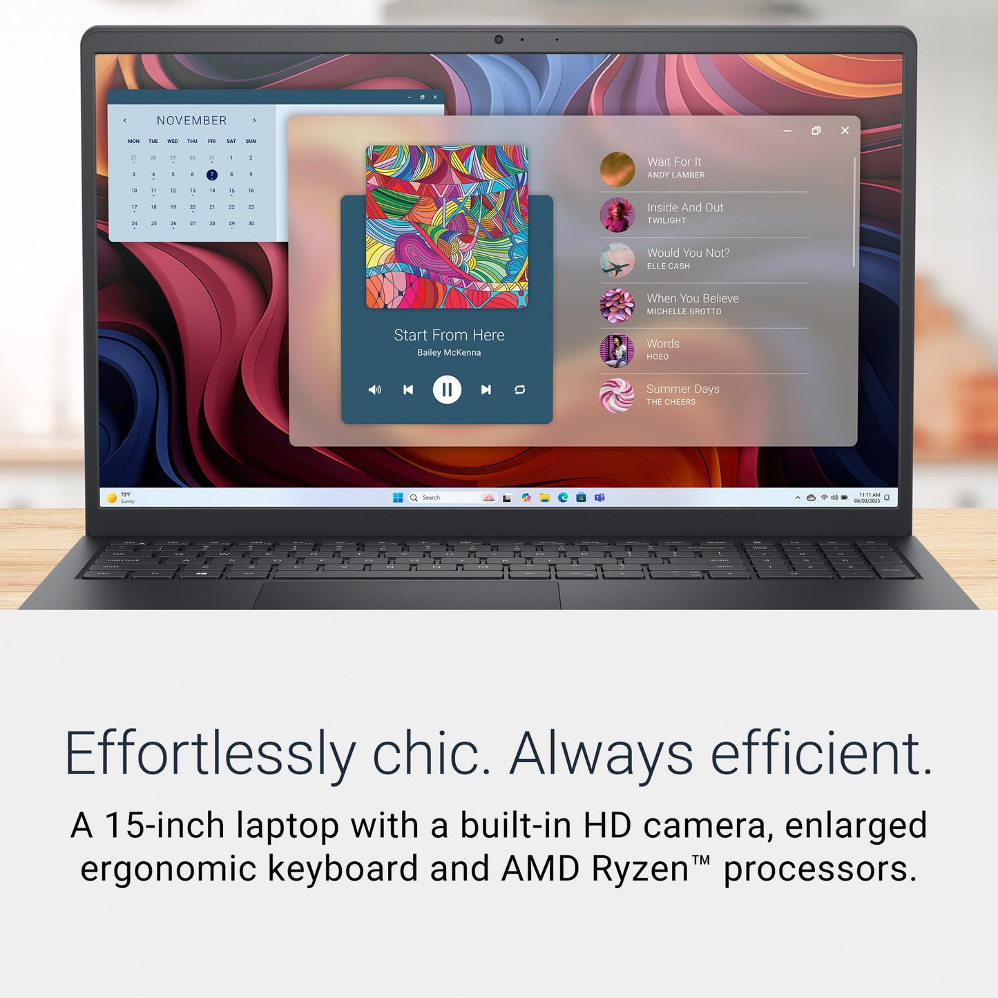 Dell 15 Laptop DC15255-15.6-inch FHD 120Hz Display, AMD Ryzen 5-7520U, 8GB LPDDR5 RAM, 512GB SSD, AMD Radeon 610M Graphics, Windows 11 Home, Onsite Service - Carbon Black - AOP3D tech