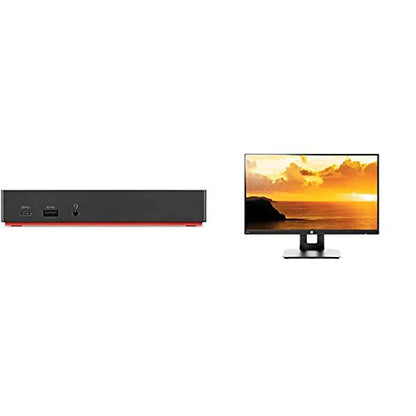 Lenovo USA Lenovo ThinkPad USB-C Dock Gen 2 & HP VH240a 23.8-Inch Full HD 1080p IPS LED Monitor with Built-in Speakers and VESA Mounting, Rotating Portrait & Landscape and HDMI & VGA Ports - Black