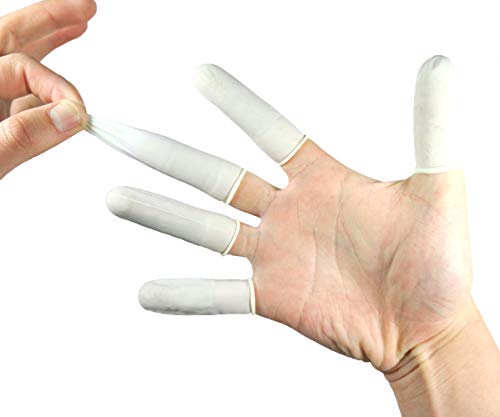 Disposable Latex Finger Cots 200pcs (Medium), Anti-Static Rubber Fingertips Protective Finger Gloves Applicators for Electronic Repair, Painting, Jewelry Cleaning