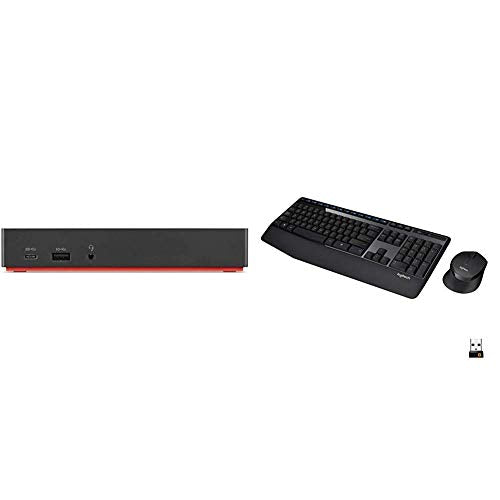 Lenovo USA Lenovo ThinkPad USB-C Dock Gen 2 (40AS0090US) & Logitech MK345 Wireless Combo Full-Sized Keyboard with Palm Rest and Comfortable Right-Handed Mouse - Black
