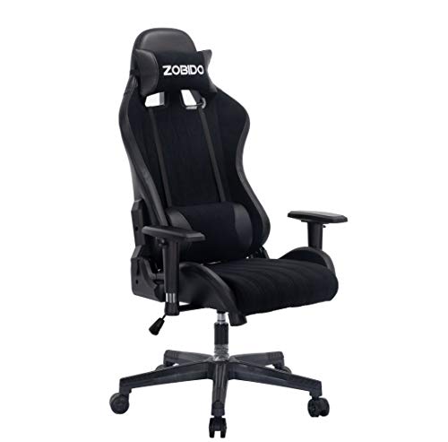 ZOBIDO Gaming Chair Office Comfortable Chair High Back Computer Chair tapa PC Racing Executive Ergonomic Adjustable Swivel Task Chair with Headrest and Pillow Pouch (Black)
