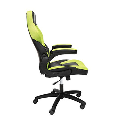 OFM Racing Style Bonded Leather Gaming Chair, in Green