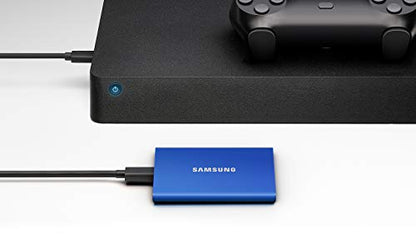 SAMSUNG T7 Portable SSD 500GB - Up to 1050MB/s - USB 3.2 External Solid State Drive, Blue (MU-PC500H/AM)