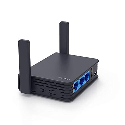 GL.iNet GL-AR750S-Ext (Slate) Gigabit Travel AC VPN Router, 300Mbps(2.4G)+433Mbps(5G) Wi-Fi, 128MB RAM, MicroSD Support, Repeater Bridge, OpenWrt/LEDE pre-Installed, Cloudflare DNS