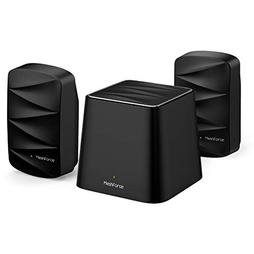 Meshforce M3 Suite Whole Home WiFi System (1 WiFi Point + 2 WiFi Dots) - Dual Band Mesh WiFi Router Replacement with Flexible Wall Plug Extender - Covers Up to 5+ Rooms (Midnight Black)