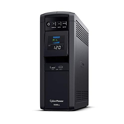 CyberPower CP1500PFCLCD PFC Sinewave UPS System, 1500VA/1000W, 12 Outlets, AVR, Mini Tower Black