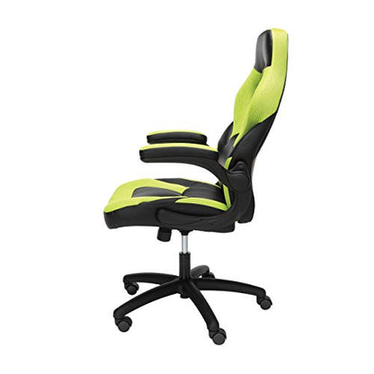 OFM Racing Style Bonded Leather Gaming Chair, in Green