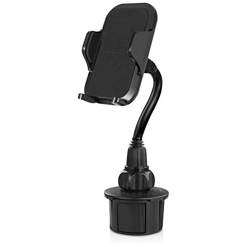 Macally Car Cup Holder Phone Mount - Secure Fit for Phones up to 4.1” Wide - Cup Phone Holder for Car with Flexible Gooseneck & 360° Rotatable Cradle - Universal Vehicle Fitment Cell Phone Cup Holder