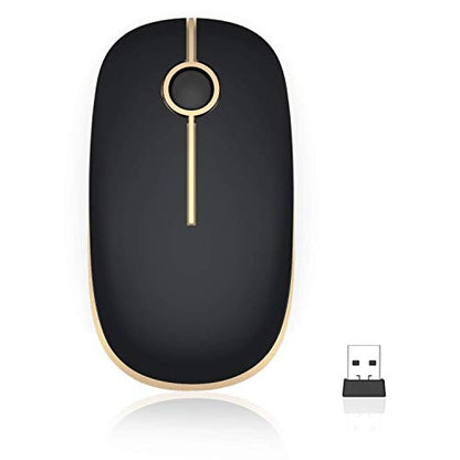 Jelly Comb 2.4G Slim Wireless Mouse with Nano Receiver MS001 (Black and Gold)