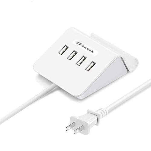 Multi Port USB Charger Desktop 4 USB Charging Station Phone Mount Charger Fast for iPhone, iPad, Samsung, Tablet, Bluetooth Speakers, Powerbank, HTC, LG, Sony, Google Nexus and More (White)
