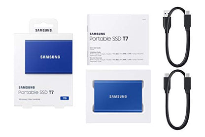 SAMSUNG T7 Portable SSD 500GB - Up to 1050MB/s - USB 3.2 External Solid State Drive, Blue (MU-PC500H/AM)