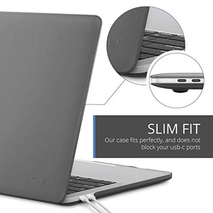 Kuzy MacBook Pro 15 inch Case 2019 2018 2017 2016 Release A1990 A1707, Hard Plastic Shell Cover for MacBook Pro 15 case with Touch Bar Soft Touch, Gray