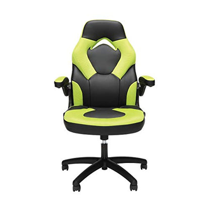 OFM Racing Style Bonded Leather Gaming Chair, in Green