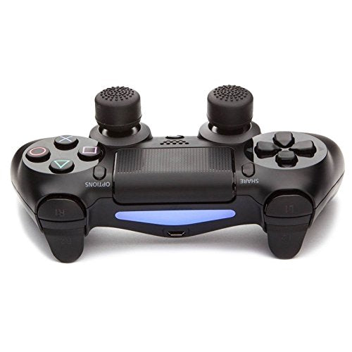VizGiz 8PCS Enhanced Height Rubber Silicone Cap Thumbstick Thumb Stick Covers Case Skin Joystick Grip Grips For Sony PlayStation 4 PS PS4 Accessories Games Wireless Controller Pro ( Black 4 Pair )