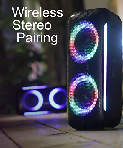 Gladorn Glare Pro Bluetooth Speaker, Long Playtime, Build-in DSP Chip, Booming Bass, IPX6, 66FT Range, Stereo Pairing, 99dB Sound, Wireless Speaker for Party, with Beat-Driven Mixed Colors Lights.