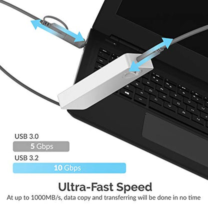 Sabrent USB 3.2 Tool-Free Enclosure for NVMe PCIe M Key M.2 SSD [Silver] (EC-TFNE)