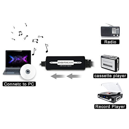 DIGITNOW USB Audio Capture Card Grabber for Vinyl Cassette Tapes to Digital MP3 Converter, Support Mac & Windows 10/8.1/8 / 7 / Vista/XP