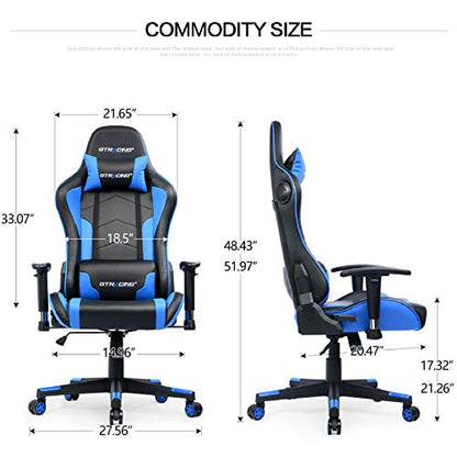 Gtracing Gaming Chair with Bluetooth Speakers Music Video Game Chair Audio Ergonomic Design Heavy Duty Office Computer Desk Chair Gt890M,Blue